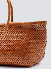 Bamboo Large Triple Jump Woven Leather Tote - Tan