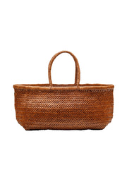 Bamboo Large Triple Jump Woven Leather Tote - Tan