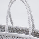Bamboo Large Triple Jump Woven Leather Tote - White