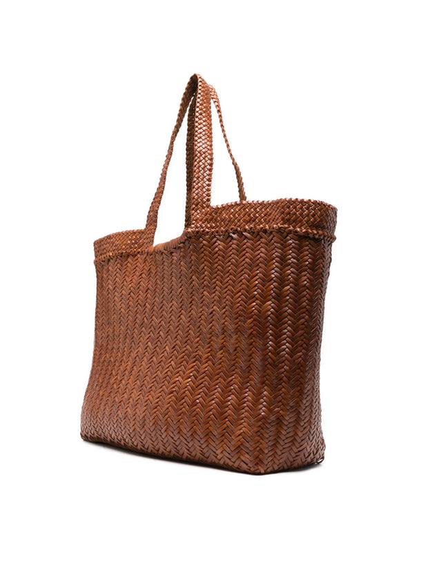 Oversize Triple Jump Weave Maxi Leather Shopper - Tan