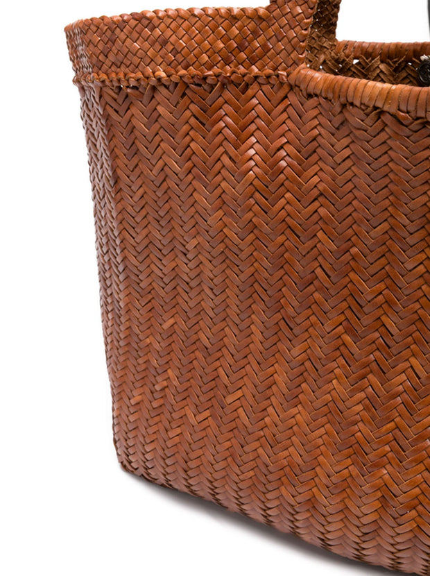 Oversize Triple Jump Weave Maxi Leather Shopper - Tan