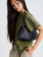 Rosanna Woven Leather Tote - Black