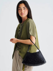 Rosanna Woven Leather Tote - Black