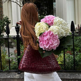 Santa Croce Large Woven Leather Tote - Bordeaux