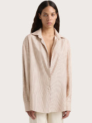 En Vau Shirt - Pinstripe Garnet/Blush