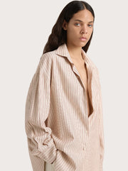 En Vau Shirt - Pinstripe Garnet/Blush