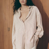 En Vau Shirt - Pinstripe Garnet/Blush