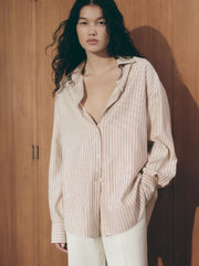 En Vau Shirt - Pinstripe Garnet/Blush