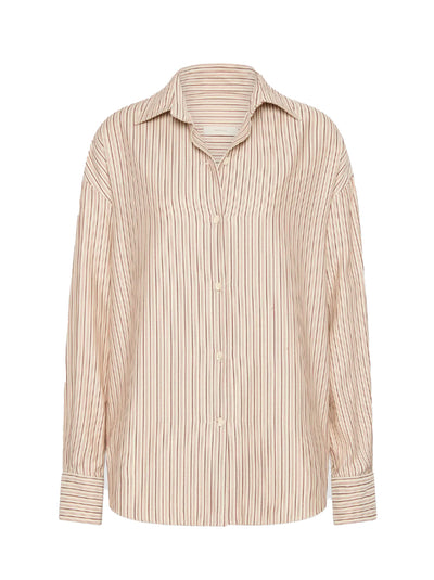 En Vau Shirt - Pinstripe Garnet/Blush