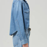 Cropped Western Shirt - Carolina Blue