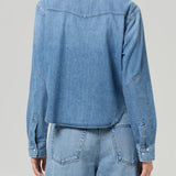 Cropped Western Shirt - Carolina Blue