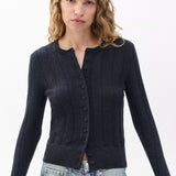 Francesca Merino Wool-Blend Cardigan - Charcoal