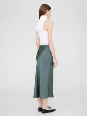 Bar Midi-Length Silk Skirt - Dark Sage