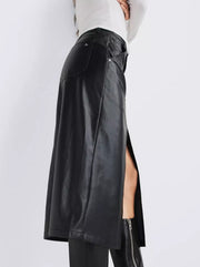 Sid Faux Leather Midi Skirt - Black