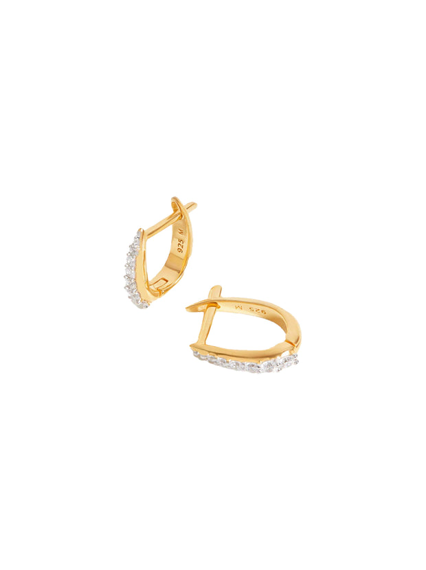 Clear Pave Claw Huggie Earrings - Gold / Clear Stone