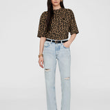 Avi Cotton Tee - Black and Brown Leopard