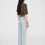 Avi Cotton Tee - Black and Brown Leopard