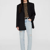Avi Cotton Tee - Black and Brown Leopard