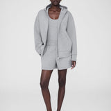 Bond Zip Up Hoodie Framed Monogram - Heather Grey