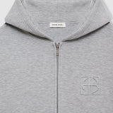 Bond Zip Up Hoodie Framed Monogram - Heather Grey