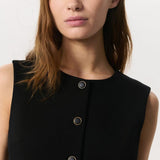 Irina Button-Up Vest - Black
