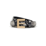 Nicola Leather Belt - Black and White Snake