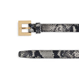 Nicola Leather Belt - Black and White Snake
