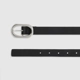 Small Signature Link Leather Belt - Black Pebbled