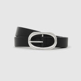Small Signature Link Leather Belt - Black Pebbled