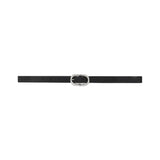 Small Signature Link Leather Belt - Black Pebbled