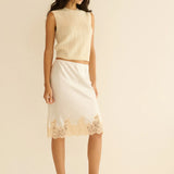 Elowette Silk Skirt - Salt and Peach Lace