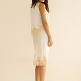 Elowette Silk Skirt - Salt and Peach Lace