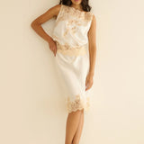 Elowette Silk Skirt - Salt and Peach Lace