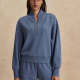 Davidson Half-Zip Sweat Top - Bijou Blue