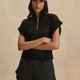 Gaines Half-Zip Knit Top - Black