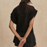Gaines Half-Zip Knit Top - Black