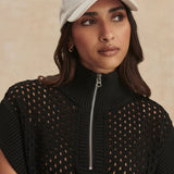 Gaines Half-Zip Knit Top - Black