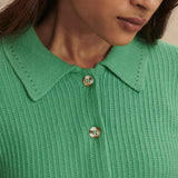 Marlie Polo Knit Sweater - Green Spruce