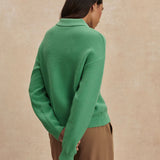 Marlie Polo Knit Sweater - Green Spruce
