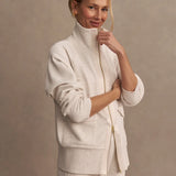 Roxbury Zip-Through Sweat Top - Ivory Marl