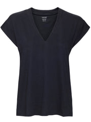 Le Mid Rise V-Neck Cotton Tee - Navy