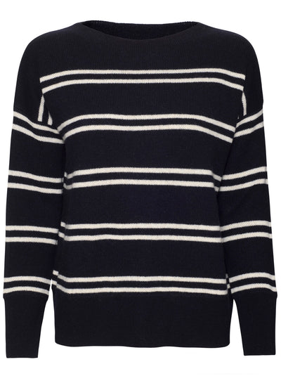 Double Stripe Cashmere Pullover - Coastal