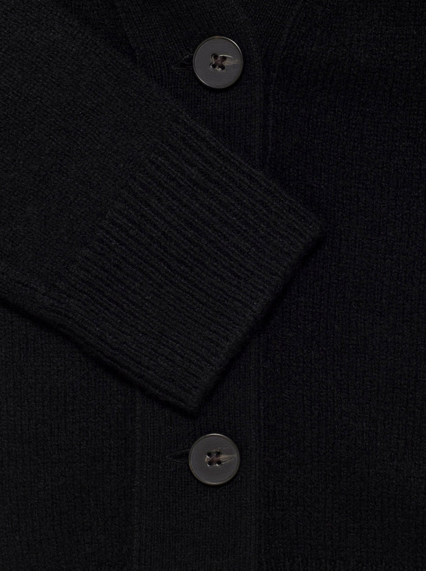 Shrunken Button Cashmere Cardigan - Black