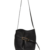 Belted Bucket Bag - Black Leather