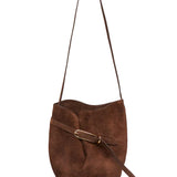 Belted Bucket Bag - Dark Brown Suede