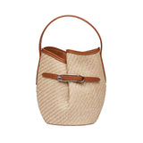 Belted Bucket Bag Mini Raffia - Beige