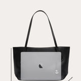 Sprout Tote Midi - Black Leather