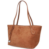Sprout Tote Midi - Saddle Brown Suede