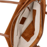 Sprout Tote Midi - Saddle Brown Suede