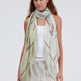 Pin Stripe Scarf - Beige and Deep Plum